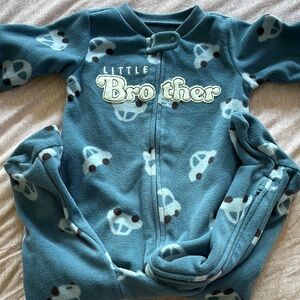 Carter's Little Brother Blue and White Footies One Piece